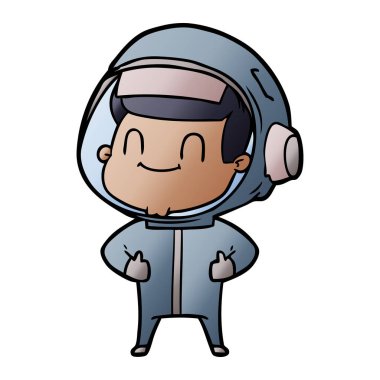 mutlu karikatür astronot vektör çizim