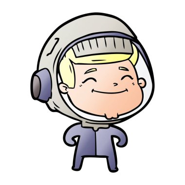 mutlu karikatür astronot vektör çizim