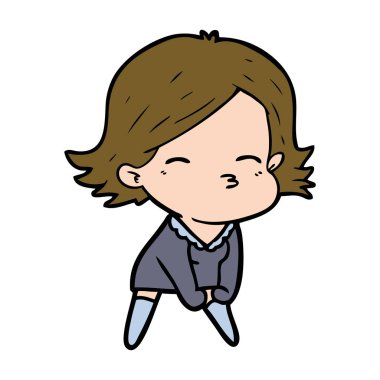 Çizgi filmdeki kadının vektör çizimi