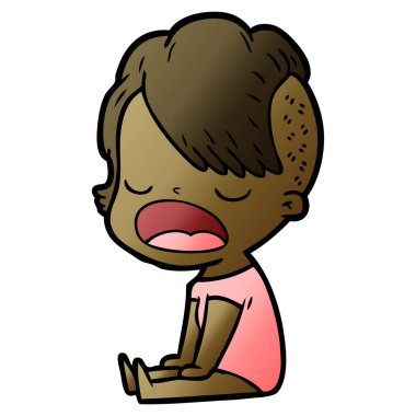 konuşuyor karikatür serin hippi kız