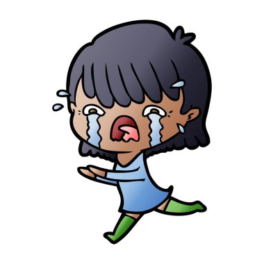 vektör çizim karikatür kız ağlıyor