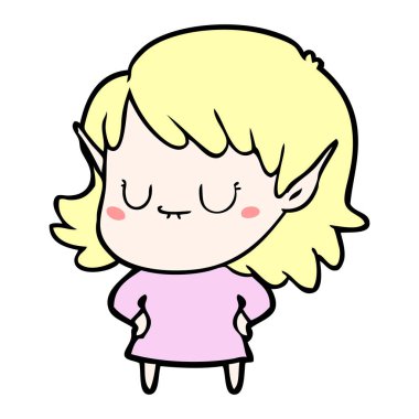 mutlu karikatür elf kızı