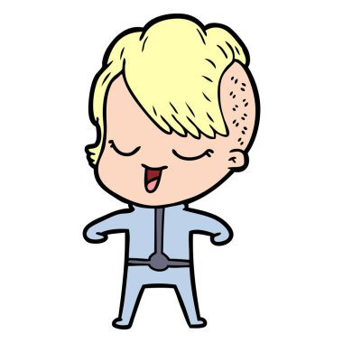 mutlu çizgi film kız vektör çizim