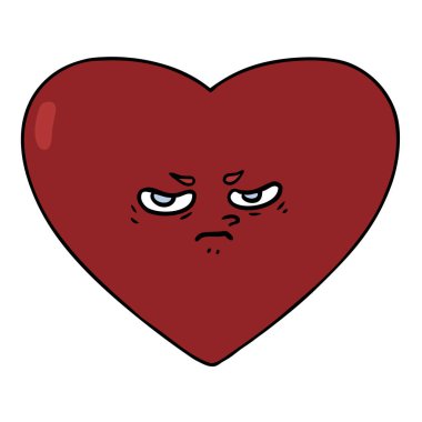 Karikatür kalp çiziminin vektör çizimi