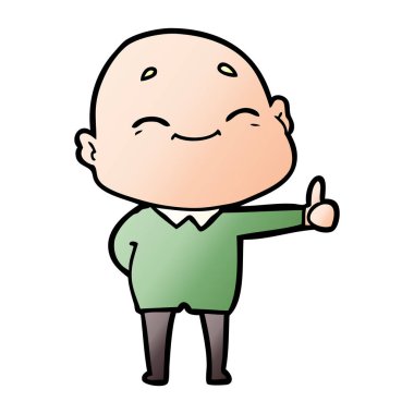 mutlu karikatür kel adam