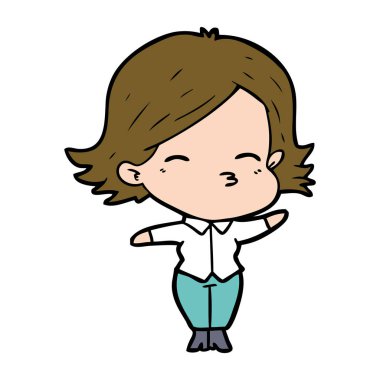 Çizgi filmdeki kadının vektör çizimi