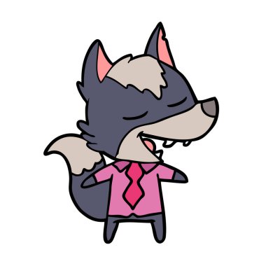 vektör çizim karikatür kurt gülen