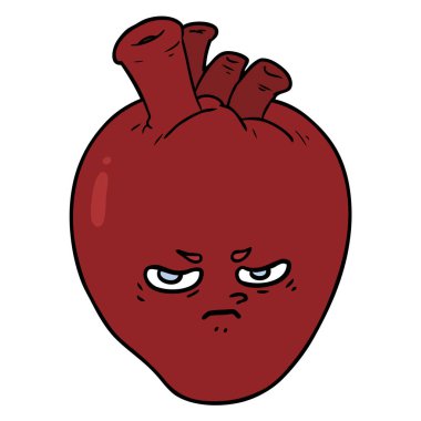 Karikatür kalp çiziminin vektör çizimi