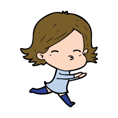 Çizgi filmdeki kadının vektör çizimi