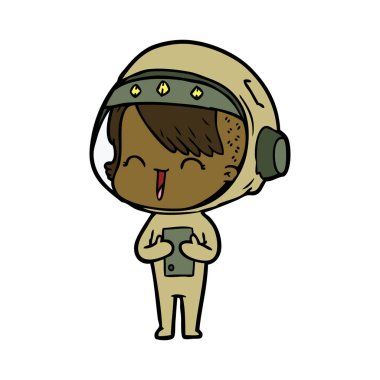 mutlu karikatür alan kız