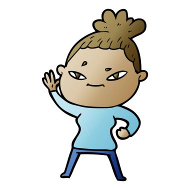 Çizgi filmdeki kadının vektör çizimi