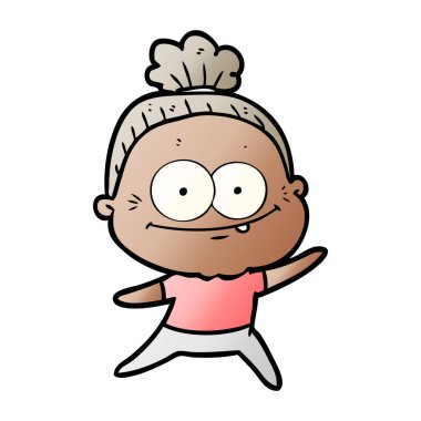 karikatür mutlu yaşlı kadın