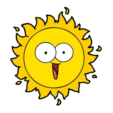 Mutlu çizgi film güneş vektör çizim