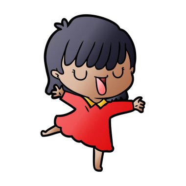 Çizgi filmdeki kadının vektör çizimi