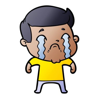 vektör çizim karikatür adam ağlıyor