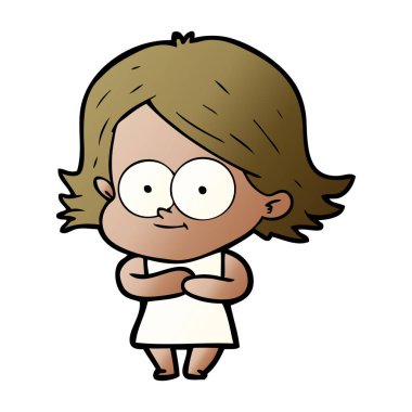 mutlu çizgi film kız vektör çizim