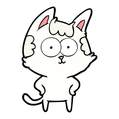 vektör çizim karikatür mutlu kedi