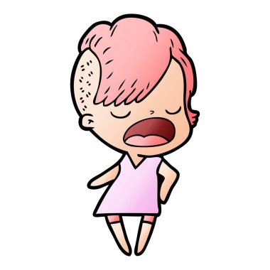 konuşuyor karikatür serin hippi kız