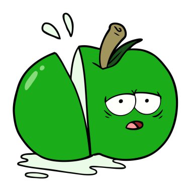vektör çizim karikatür dilimlenmiş elma