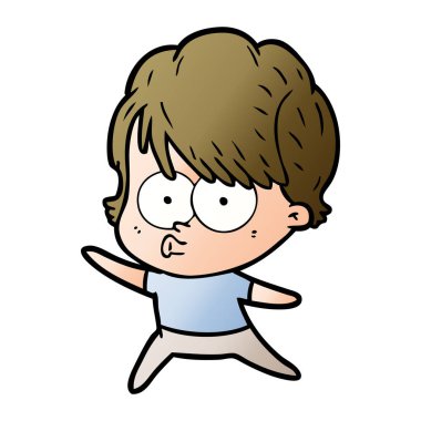 Çizgi filmdeki kadının vektör çizimi