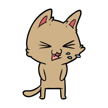 vektör çizim karikatür kedi tıslama