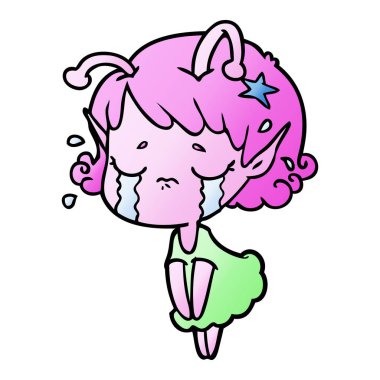 ağlayan uzaylı kız çizgi film