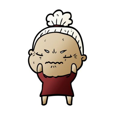 karikatür rahatsız yaşlı kadın