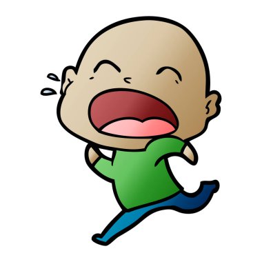 karikatür bağırarak kel adam