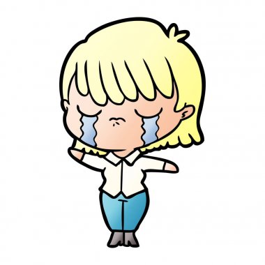 vektör çizim karikatür kadının ağladığını