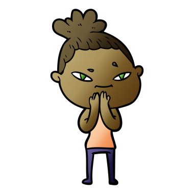 Çizgi filmdeki kadının vektör çizimi