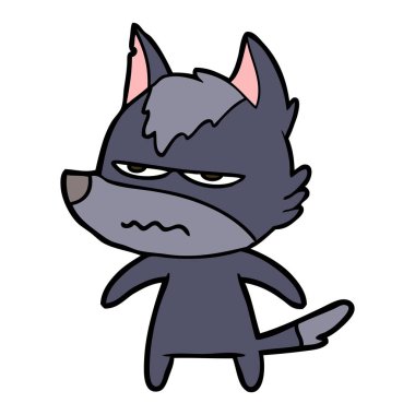 vektör çizim karikatür rahatsız kurt