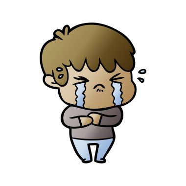 vektör çizim karikatür çocuk ağlıyor