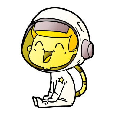 mutlu karikatür astronot vektör çizim