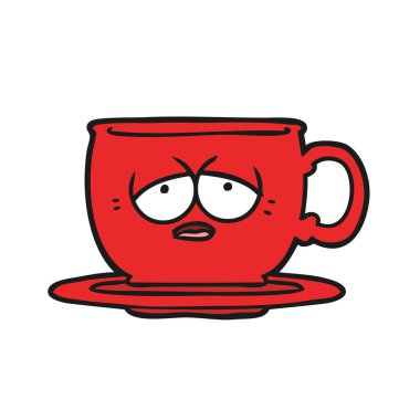 çizgi film yorgun çay bardağı