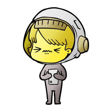 vektör çizim karikatür astronot kadın