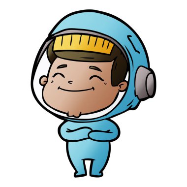 mutlu karikatür astronot vektör çizim