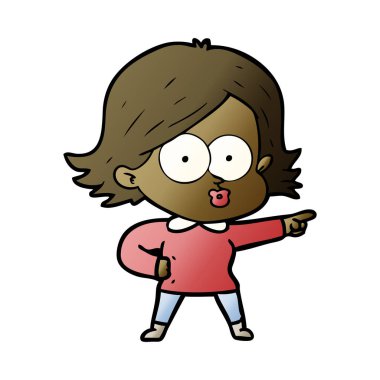 surat asmayı çizgi film kız vektör çizim