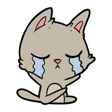 vektör çizim karikatür kedi ağlama