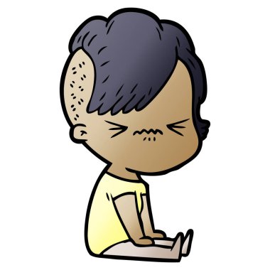 karikatür rahatsız hippi kız