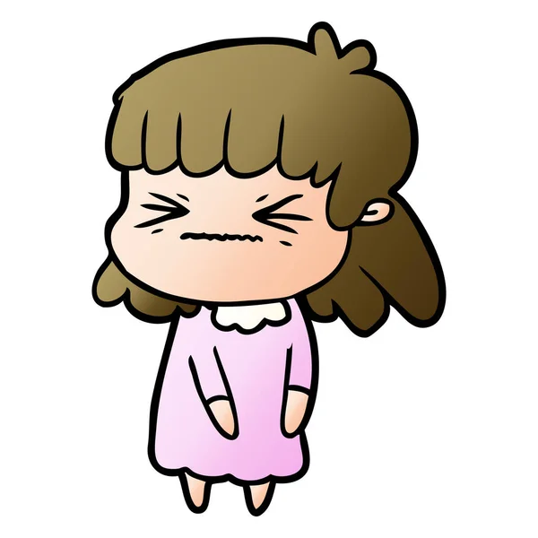 Vektor Illustration Der Karikatur Wütendes Mädchen — Stockvektor