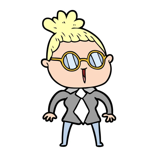 Cartoon Frau Mit Brille — Stockvektor