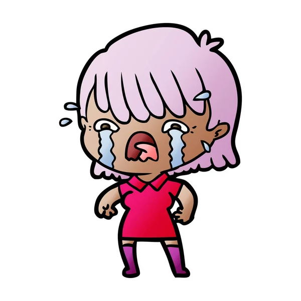 Vector Illustration Cartoon Girl Crying — Stock Vector