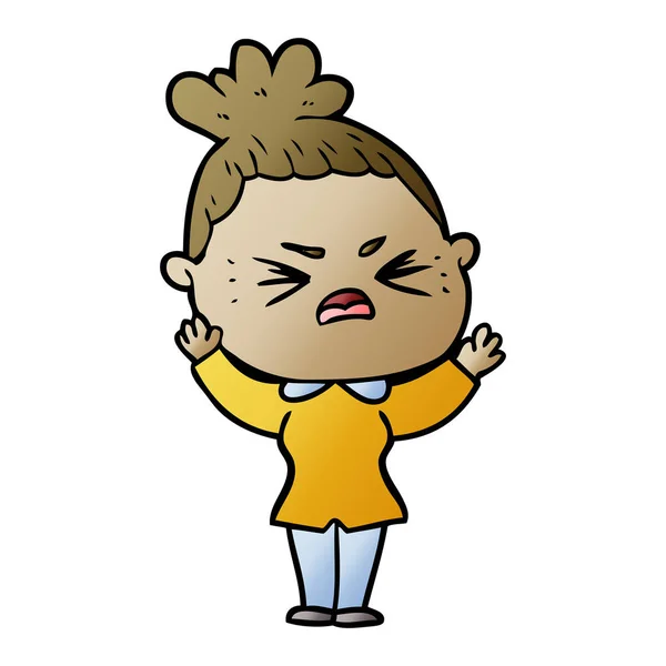 Vector Illustration Cartoon Angry Woman — Stock Vector