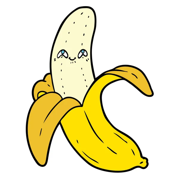 Desenho Animado Louco Feliz Banana — Vetor de Stock