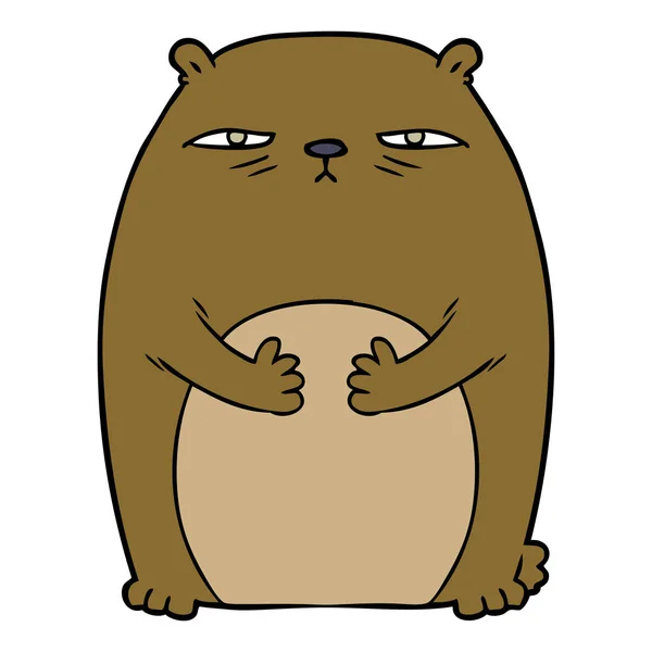 Kreslený Unavený Mrzutý Medvěd — Stockový vektor