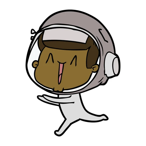 Astronaut Šťastný Karikatura Běh — Stockový vektor