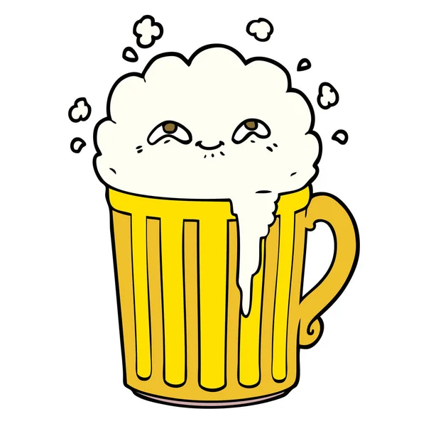 Caneca Desenho Animado Feliz Cerveja —  Vetores de Stock