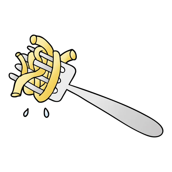 Spaghetti Dessin Animé Sur Fourchette — Image vectorielle