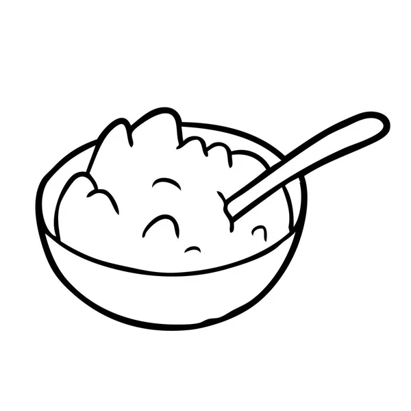 Disegno Linea Una Boccia Porridge — Vettoriale Stock
