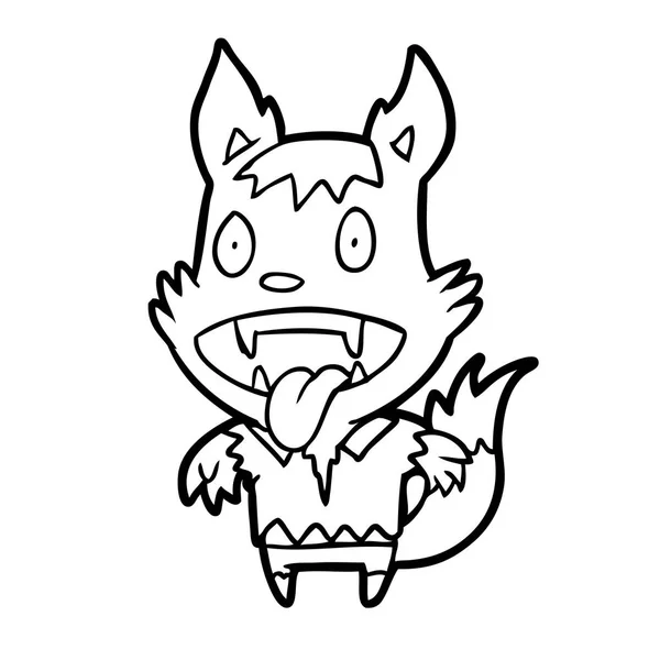 Line Drawing Halloween Werewolf — Stock Vector